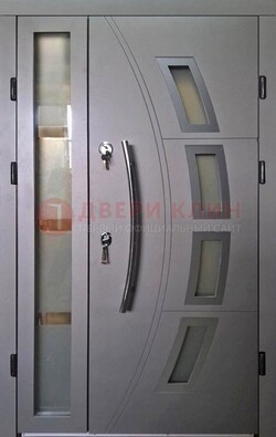 Серая железная дверь для дома со стеклом ДС-17 в Иваново