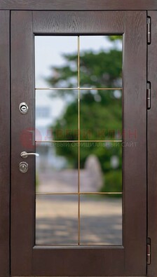 Коричневая стальная дверь со стеклом ДС-19 в Иваново