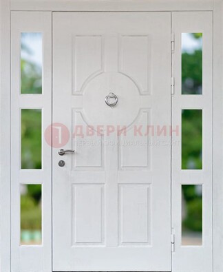 Белая стальная дверь со стеклом и фрамугами ДС-20 в Иваново