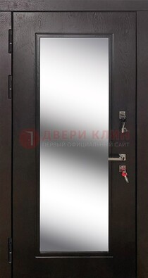 Коричневая железная дверь со стеклом для дома ДС-23 в Иваново