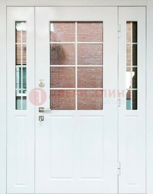 Белая стальная дверь со стеклом и фрамугами ДС-27 в Иваново