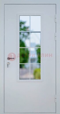Белая железная дверь порошок со стеклом ДС-31 в Иваново