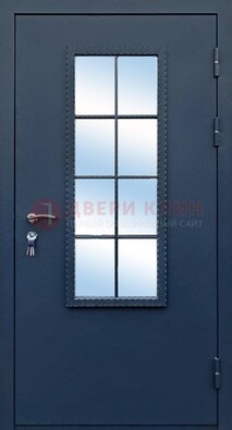 Темная металлическая дверь порошок со стеклом ДС-34 в Иваново