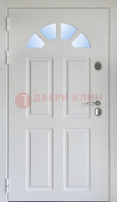 Белая стальная дверь МДФ со стеклом для дома ДС-37 в Иваново