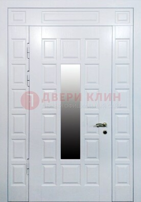 Белая входная дверь с МДФ панелью и стеклом ДС-56 в Иваново