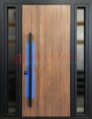 Коричневая металлическая дверь со стеклом ДС-69 в Иваново