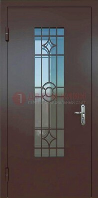 Входная металлическая дверь со стеклом для дома ДС-6 в Иваново