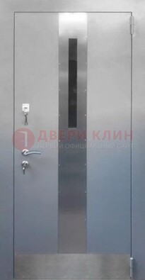 Серая металлическая дверь со стеклом ДС-74 в Иваново