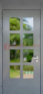 Серая металлическая дверь со стеклом ДС-78 в Иваново