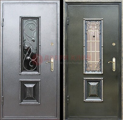 Звукоизоляционная металлическая дверь со стеклом и ковкой ДСК-12 в Иваново