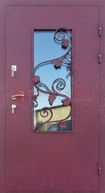 Железная дверь Порошок со стеклом и ковкой лозы ДСК-220 в Иваново