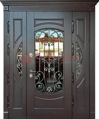 Полуторная железная дверь Винорит со стеклом и ковкой ДСК-231 в Иваново