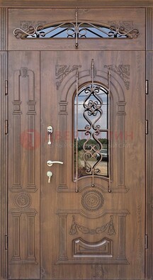 Распашная стальная дверь Винорит со стеклом и ковкой ДСК-232 в Иваново