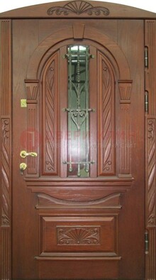 Узорная железная дверь массив со стеклом и ковкой ДСК-247 в Иваново