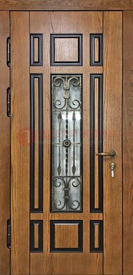 Двухцветная железная дверь Винорит со стеклом и ковкой ДСК-264 в Иваново