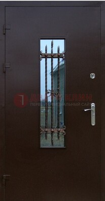 Надежная металлическая дверь со стеклом и ковкой ДСК-47 в Иваново