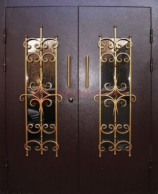 Металлическая дверь с ковкой и остеклением ДСК-49 в Иваново