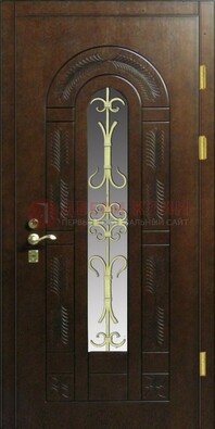 Дизайнерская металлическая дверь со стеклом и ковкой ДСК-50 в Иваново