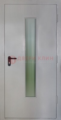 Белая металлическая техническая дверь со стеклянной вставкой ДТ-2 в Иваново