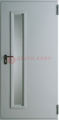 Белая железная техническая дверь со вставкой из стекла ДТ-9 в Иваново