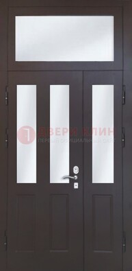 Черная тамбурная дверь со стеклянными вставками ДТМ-38 в Иваново
