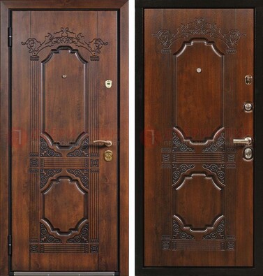 Коричневая железная дверь с виноритом и узором ДВТ-211 в Иваново