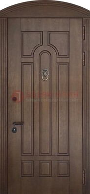 Коричневая стальная дверь с виноритом в форме арки ДВТ-237 в Иваново