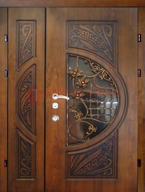 Металлическая дверь с виноритом и резной панелью внутри ДВТ-70 в Иваново