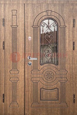 Железная классическая дверь с терморазрывом и МДФ Миланский орех ДВТ-77 в Иваново