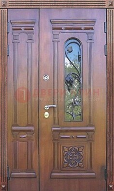 Железная коричневая филенчатая дверь с виноритом и МДФ ДВТ-85 в Иваново