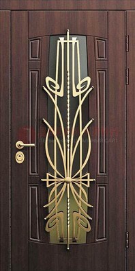 Железная темная дверь с виноритом и МДФ со стеклом ДВТ-86 в Иваново