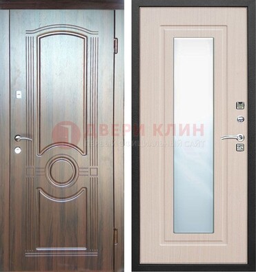 Светло-коричневая дверь c виноритом с узором и филенчатой МДФ ДЗ-120 в Иваново