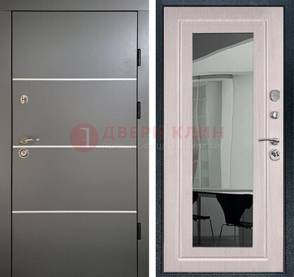 Черная металлическая дверь с зеркалом ДЗ-12 в Иваново
