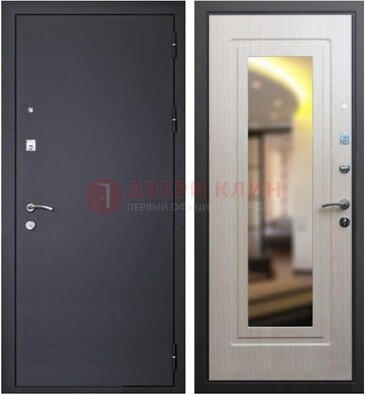 Черная металлическая дверь с зеркалом ДЗ-26 в Иваново