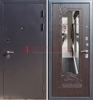 Черная входная дверь с зеркалом МДФ внутри ДЗ-29 в Иваново