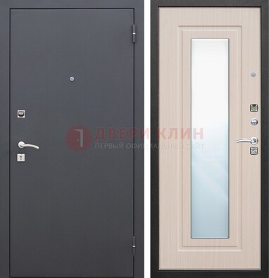 Черная входная дверь с зеркалом МДФ внутри ДЗ-31 в Иваново
