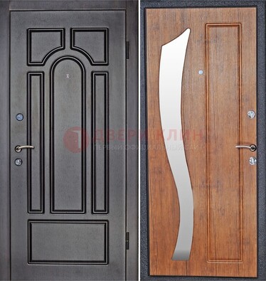 Темная железная дверь с зеркалом ДЗ-35 в Иваново