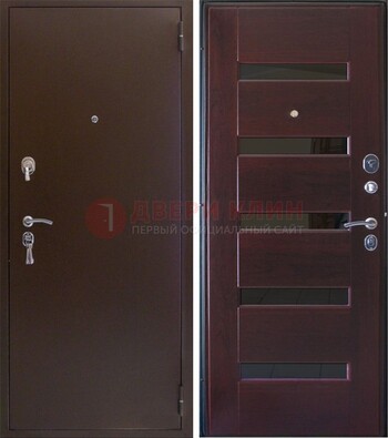 Темная железная дверь с зеркалом ДЗ-42 в Иваново