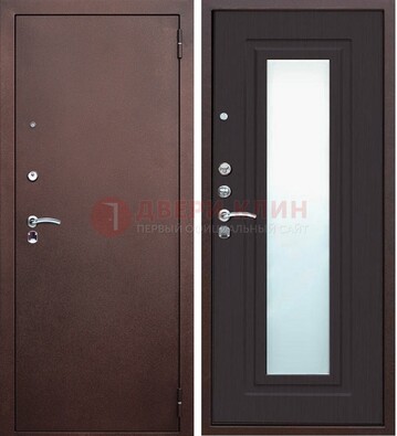 Коричневая металлическая дверь с зеркалом ДЗ-43 в Иваново