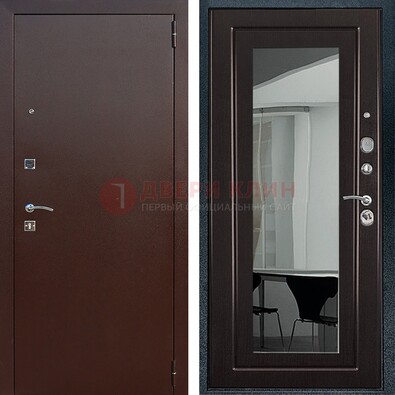 Металлическая дверь с порошковым напылением с МДФ и зеркалом ДЗ-61 в Иваново