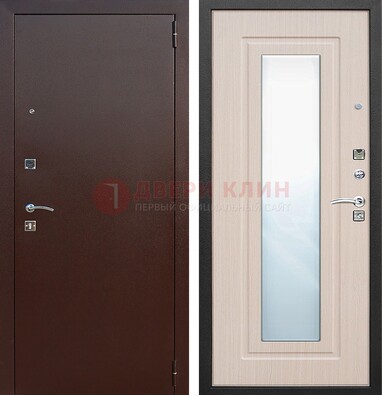 Входная дверь с порошковым покрытием филенчатой МДФ и зеркалом ДЗ-65 в Иваново