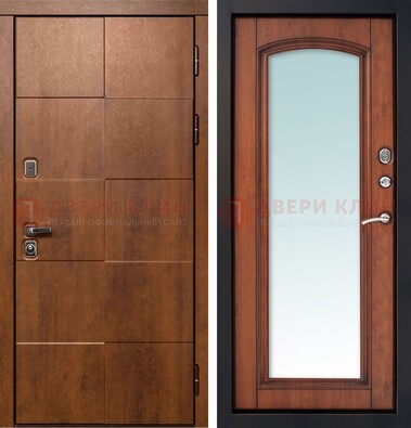 Белая филенчатая дверь с фрезерованной МДФ и зеркалом ДЗ-81 в Иваново