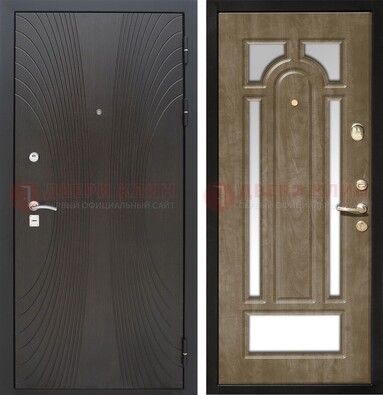 Темная металлическая дверь МДФ с различными зеркальными вставками внутри ДЗ-82 в Иваново