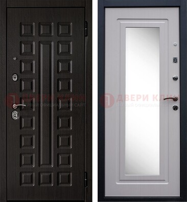 Металлическая дверь с белыми МДФ и зеркалом ДЗ-83 в Иваново