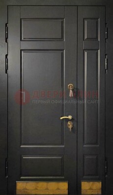 Черная полуторная железная дверь для частного дома ПЛ-2 в Иваново