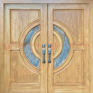 Двухстворчатая металлическая дверь с витражом ВЖ-11 в Иваново
